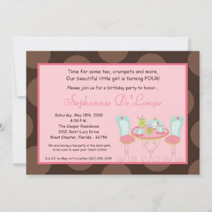 Invitation 5x7 Tea Party Polka Dot Anniversaire Fête Invitati