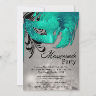 Invitation 5x7 Turquoise Masquerade Sweet 16 Anniversaire Inv