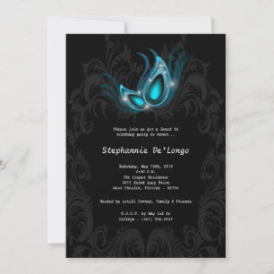 Invitation 5x7 Turquoise Masquerade Sweet 16 Anniversaire Inv
