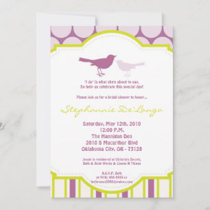 Invitation 5x7 Violet Oiseau Poka Dot Nuptiale Douche Invitat