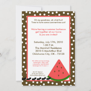 Invitation 5x7 Watermelon Summer Pique-nique Barbecue Invitat