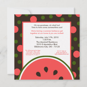 Invitation 5x7 Watermelon Summer Pique-nique Barbecue Invitat