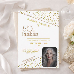 Invitation 60 ans et Fabuleux Paillettes Dorées Photo 60e Ann