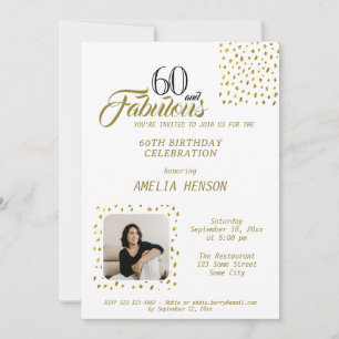 Invitation 60 ans et Fabuleux Paillettes Dorées Photo 60e Ann