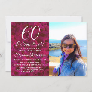 Invitation 60 ans et photo Sensational Red Rose
