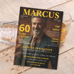 Invitation 60 ans style magazine thème Whisky