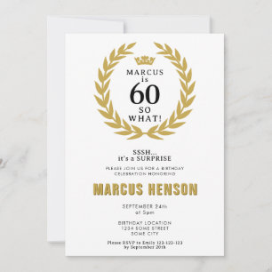 Invitation 60 et alors Couronne de laurier drôle 70e annivers
