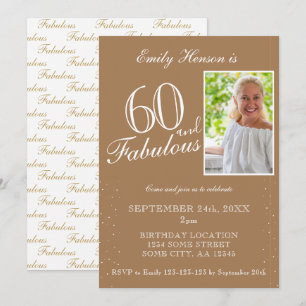 Invitation 60 et fabuleux Elegant Beige Photo Anniversaire