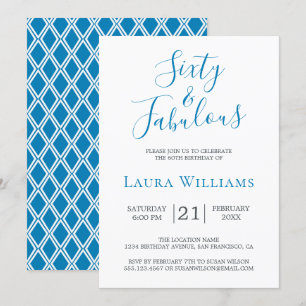 Invitation 60 et Fabulous Blue White 60e fête d'anniversaire