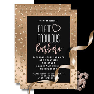 Invitation 60 et Fabulous Gold Black Blush rose Anniversaire