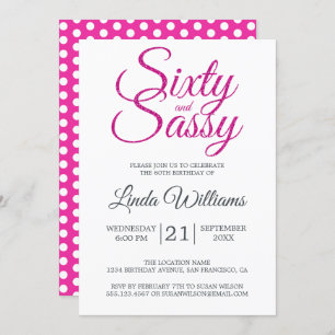Invitation 60 et Sassy Pink Parties scintillant 60e fête d'an