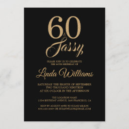 Invitation 60 et soixantième fête d'anniversaire d'or noir