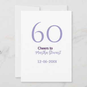 Invitation 60 & fabuleux anniversaire violet gras nom date st