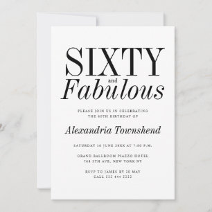 Invitation 60 & Fabuleux Élégante Typographie 60e Anniversair
