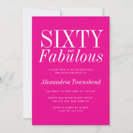 Invitation 60 & Fabulous Chic Hot Pink 60th Birthday