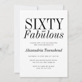 Invitation 60 & Fabulous Elegant Typography 60th Birthday