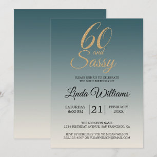 Invitation 60 Sassy Gold Emerald Ombre 60e fête d'anniversair