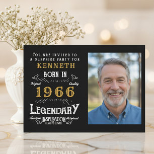 Invitation 60e anniversaire 1966 Vintage Noir Or Personnalisé