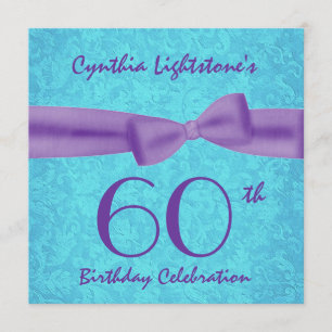 Invitation 60e anniversaire Aqua et Purple Bow M456
