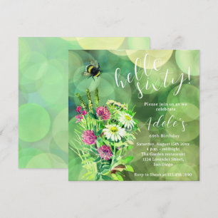 Invitation 60e anniversaire aquarelle de fleurs sauvages