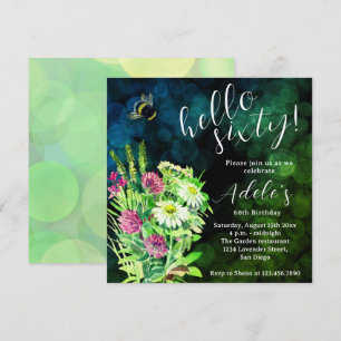 Invitation 60e anniversaire aquarelle fleur sauvage 