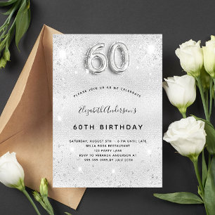 Invitation 60e anniversaire argent élégant glamour