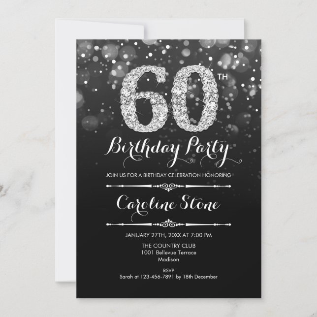 Invitation 60e anniversaire - Argent noir (Devant)