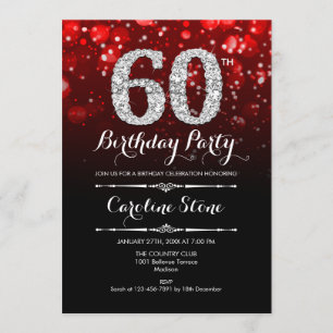 Invitation 60e anniversaire - Argent noir rouge