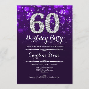 Invitation 60e anniversaire - Argent violet