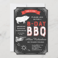 60e anniversaire BBQ Party Chalkboard USA Vintage