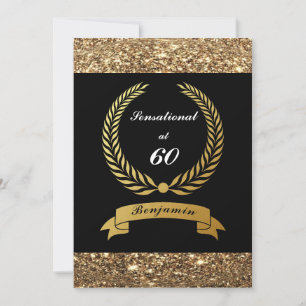 Invitation 60e anniversaire Black Gold Parties scintillant El