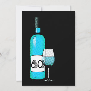 Invitation 60e anniversaire : bouteille de vin demi-ton & ver