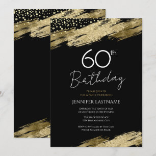Invitation 60e Anniversaire Budget de la fête d'or Black Invi