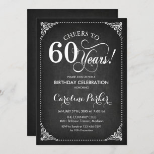 Invitation 60e anniversaire - Chalkboard White