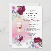 60e anniversaire Champagne Verre Floral Anniversai