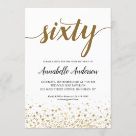 Invitation 60e anniversaire Confetti moderne or Script