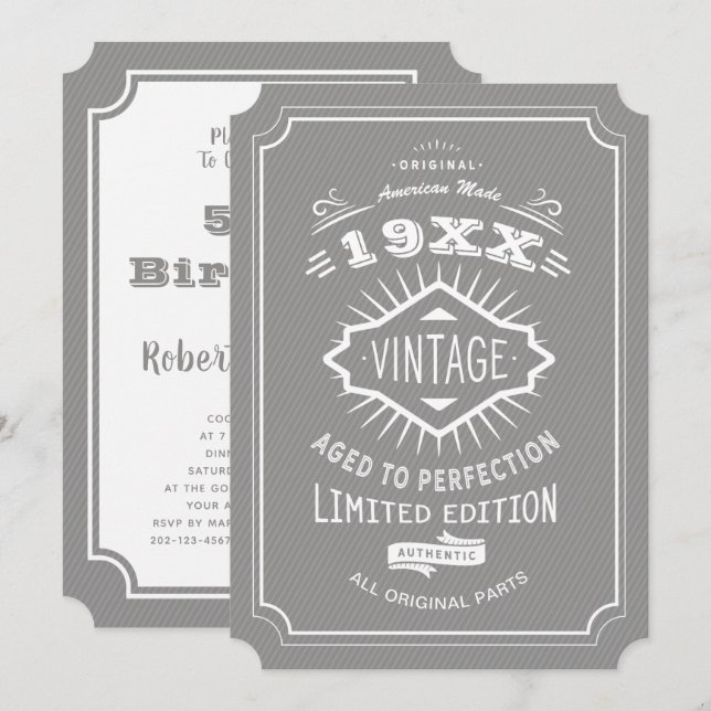 Invitation 60e anniversaire Couleur personnalisée Edition lim (Devant / Derrière)
