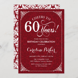 Invitation 60e anniversaire - Damas blanc rouge