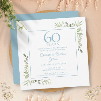 Invitation 60e Anniversaire de Diamant Aquarelle Verdure