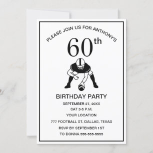 Invitation 60e Anniversaire de la fête Football Black Papa Sp