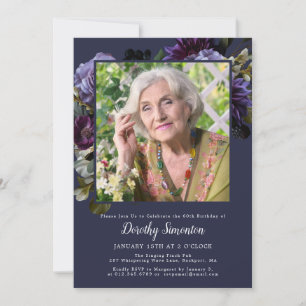 Invitation 60e anniversaire de la fête Photo Moody Purple Flo