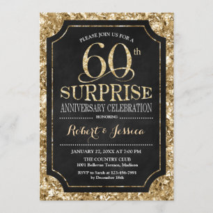 Invitation 60e anniversaire de la surprise - Gold noir