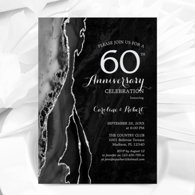 Invitation 60e anniversaire de l'élégance de l'argent noir (Créateur téléchargé)
