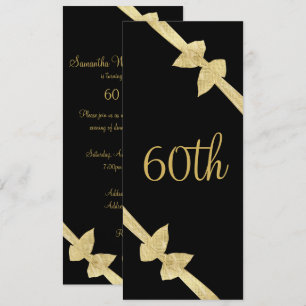 Invitation 60e anniversaire de l'Elégant Faux Gold Bows