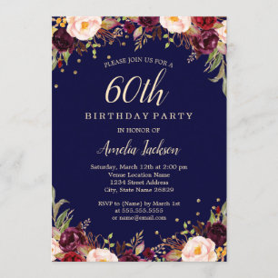 Invitation 60e anniversaire de l'élégante fête florale de la