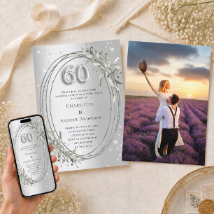 Invitation 60e anniversaire de mariage argent verdure photo