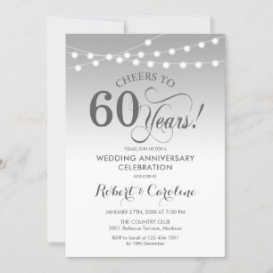 Invitation 60e anniversaire de mariage - Blanc argenté