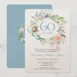 Invitation 60e anniversaire de Mariage de diamant de luxe Flo