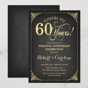 Invitation 60e anniversaire de mariage - Tableau noir doré