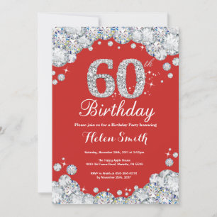 Invitation 60e anniversaire Diamant rouge et argen